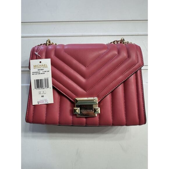 Michael Kors Handbags - Michael Kors Whitney Medium Flap Chain Crosshody Bag Purse Berry Pink NWT $460